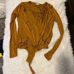 Free People Shimmering Bronze Blouse